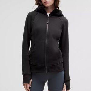 Lululemon Scuba Hoodie Women 10 Black Full Zip Stretch Thumb Holes Workout
